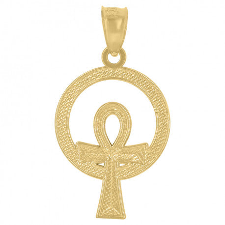 10K GOLD TWO-TONE ANKH CROSS PENDANT