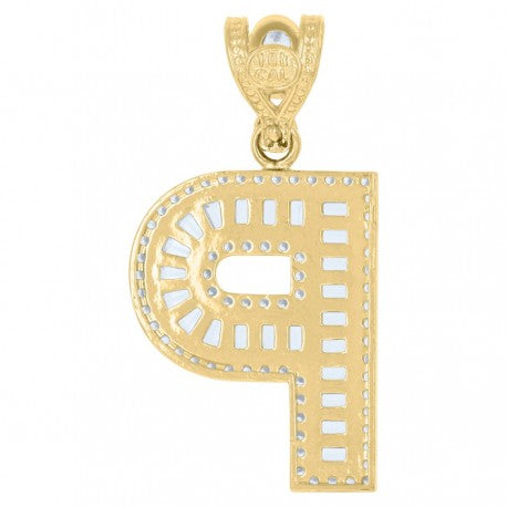 10K GOLD BAGUETTE LETTERS PENDANT