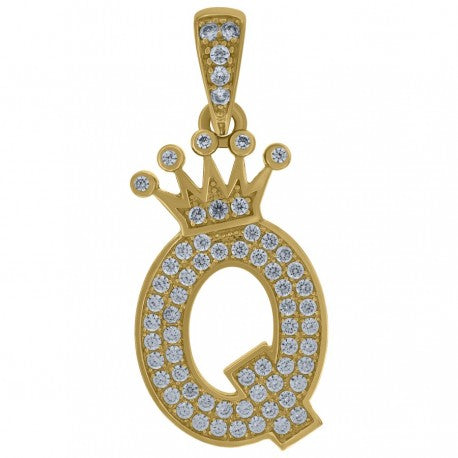 10K GOLD CROWN LETTERS PENDANT