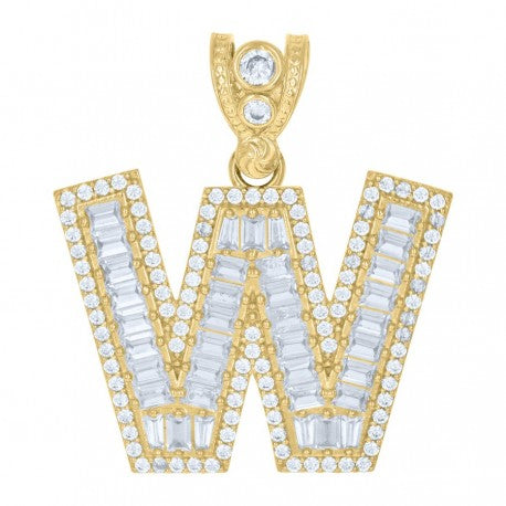 10K GOLD BAGUETTE LETTERS PENDANT