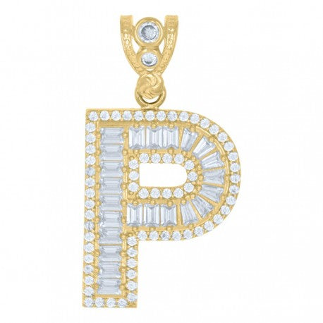 10K GOLD BAGUETTE LETTERS PENDANT