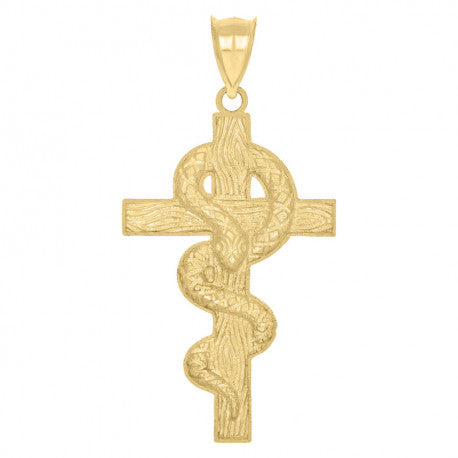 10K GOLD SNAKE CROSS PENDANT