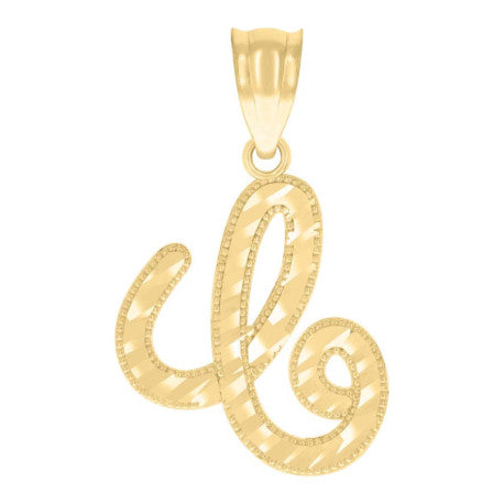 10K GOLD CURSIVE LETTER PENDANT