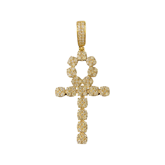 14K GOLD EGY-FLOWER + DIAMONDS PENDANT (4.5G)