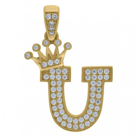 10K GOLD CROWN LETTERS PENDANT