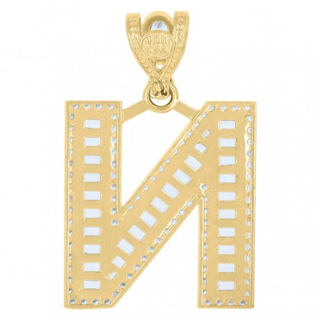 10K GOLD BAGUETTE LETTERS PENDANT