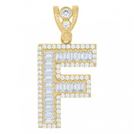 10K GOLD BAGUETTE LETTERS PENDANT