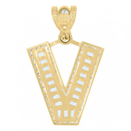 10K GOLD BAGUETTE LETTERS PENDANT