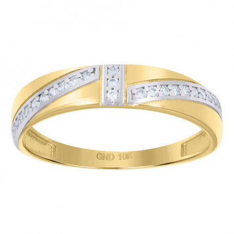 10K GOLD WOMEN TWO-TONE ZIRCONIA LINES RING