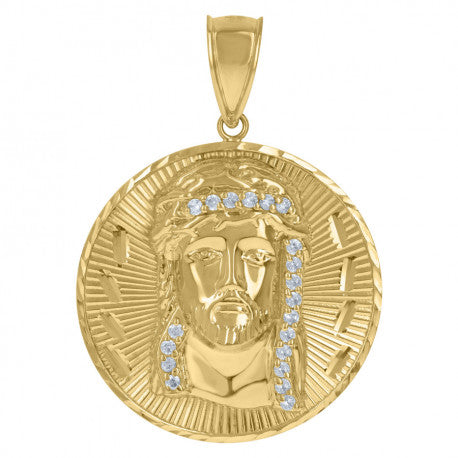 10K GOLD CIRCLE JESUS PENDANT