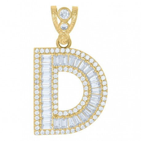 10K GOLD BAGUETTE LETTERS PENDANT