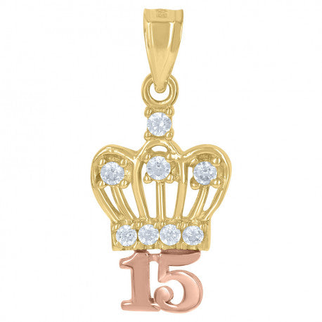 10K GOLD 15TH + CROWN PENDANT