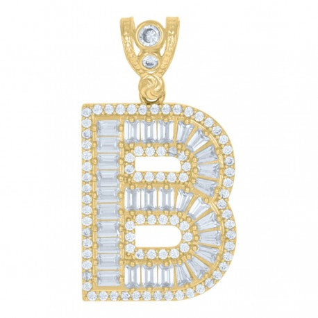 10K GOLD BAGUETTE LETTERS PENDANT