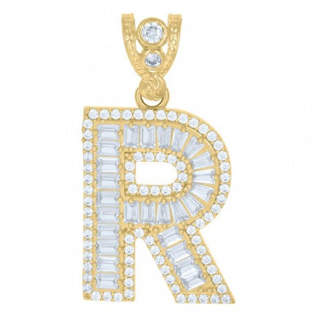 10K GOLD BAGUETTE LETTERS PENDANT