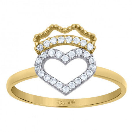 10K GOLD WOMEN CROWN HEART RING