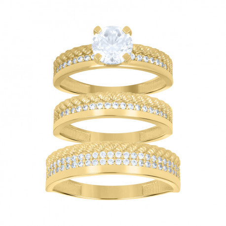 10K GOLD YELLOW TRIO RING SET