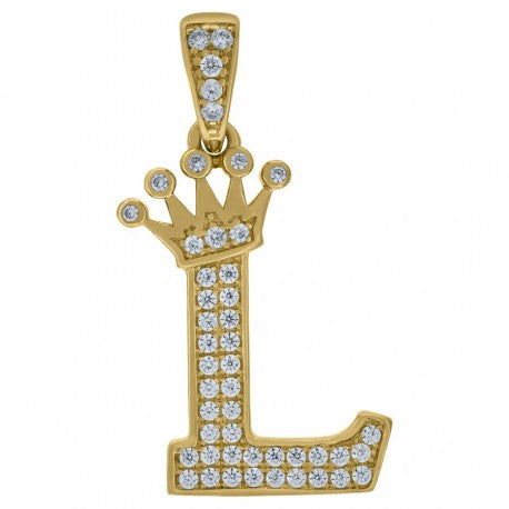 10K GOLD CROWN LETTERS PENDANT