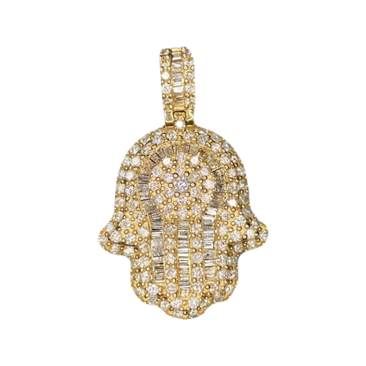 14K GOLD HAMZA + DIAMONDS PENDANT