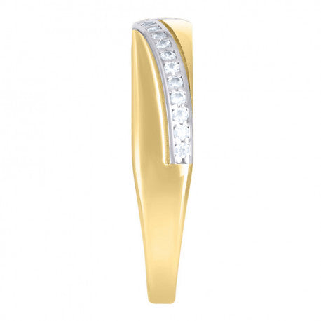 10K GOLD WOMEN TWO-TONE ZIRCONIA LINES RING