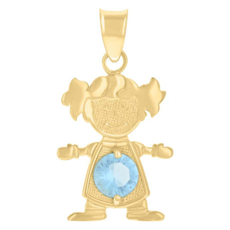 10K GOLD GIRL BIRTHSTONE COLOR MONTH PENDANT